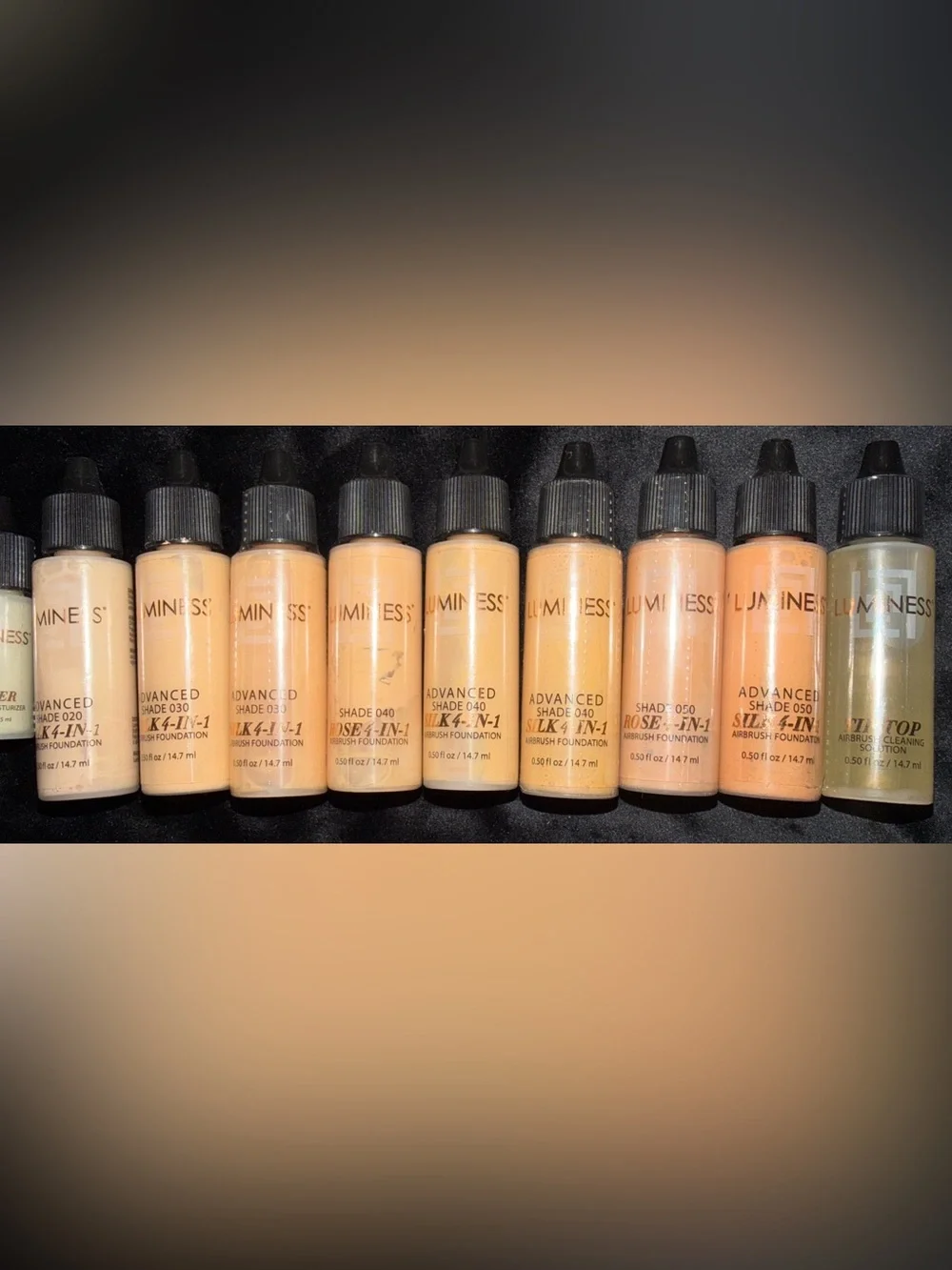Luminess Assorted Foundation & Primer Bottles - Cream to Tan Shades